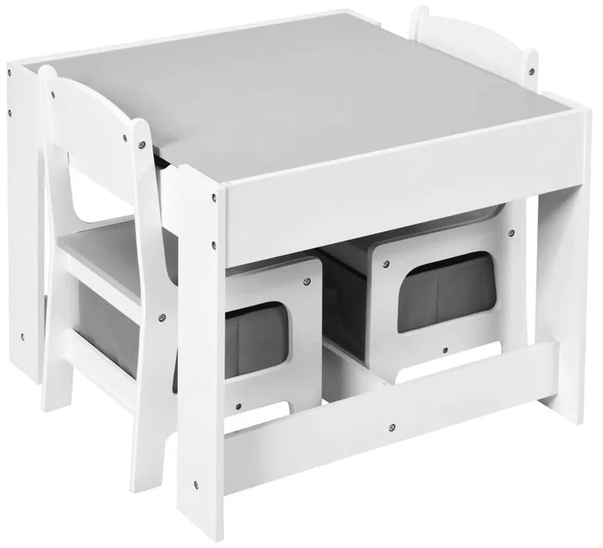 GINGER HOME К-кт дървена маса с 2 столчета 2в1 WHITE/GREY