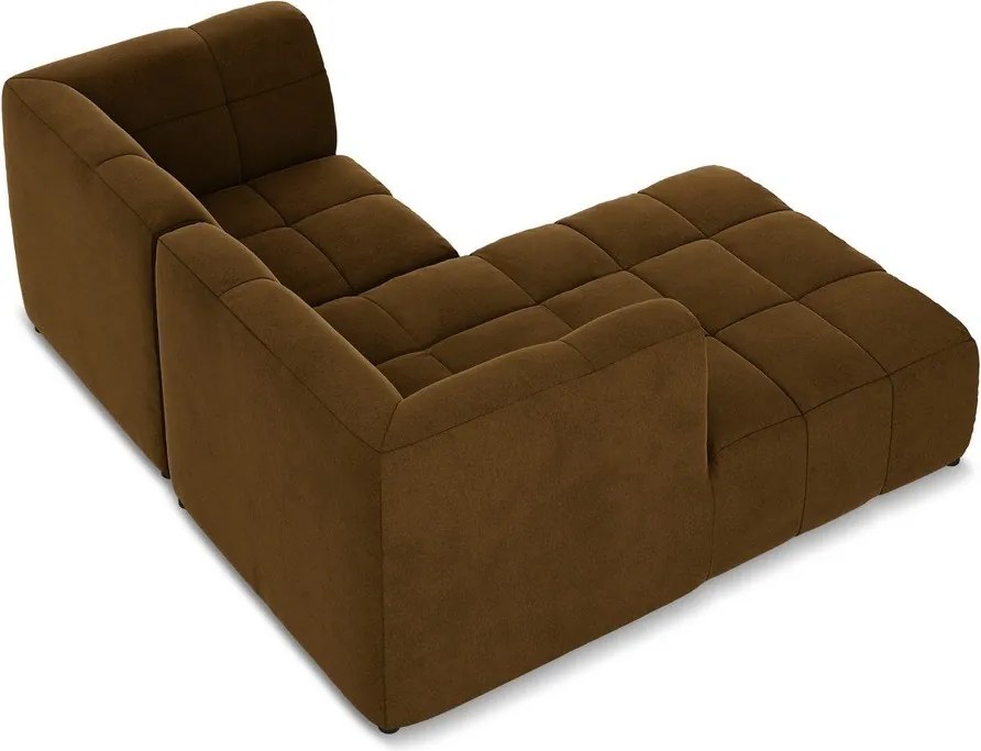 Кадифен ъглов диван в цвят горчица (ляв ъгъл) Aloha – Makamii