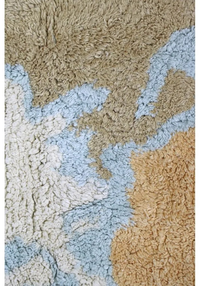 Синьо-бежово памучно детско килимче за игра подходящо за пране/ръчно изработено 70x100 cm Mini Worldmap – Lorena Canals