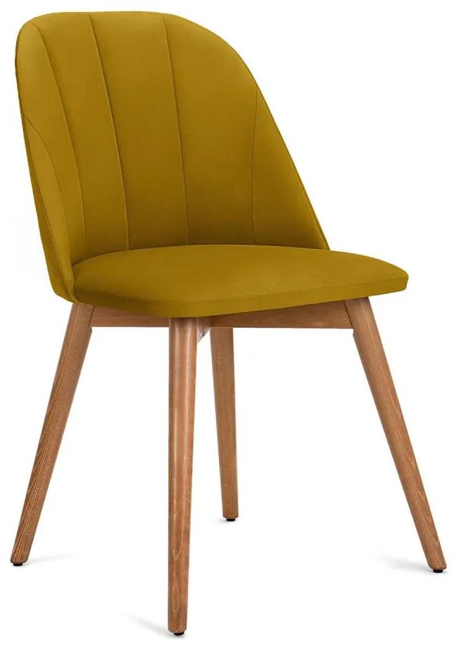 Трапезен стол BAKERI 86x48 см жълт/светъл дъб