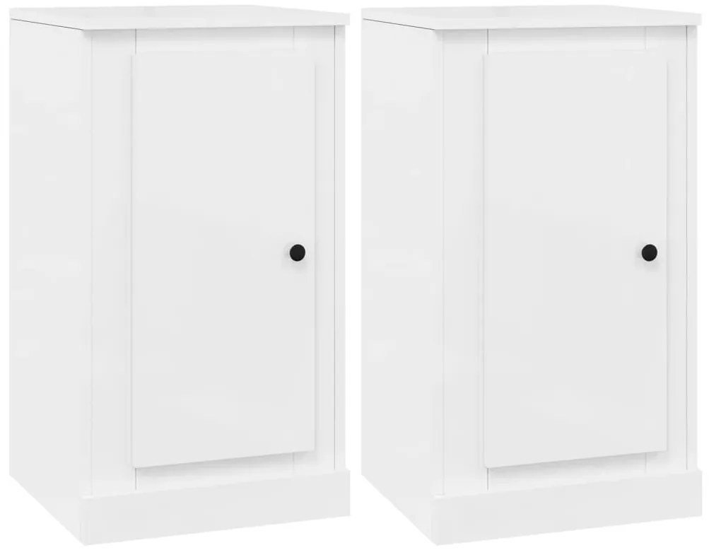 816205 vidaXL Сайдборд, 2 бр, бял гланц, 37,5x35,5x67,5 см, инженерно дърво