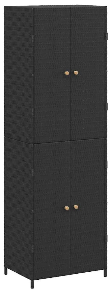 319872 vidaXL Градински шкаф за съхранение, черен, 59x40x180 см, полиратан