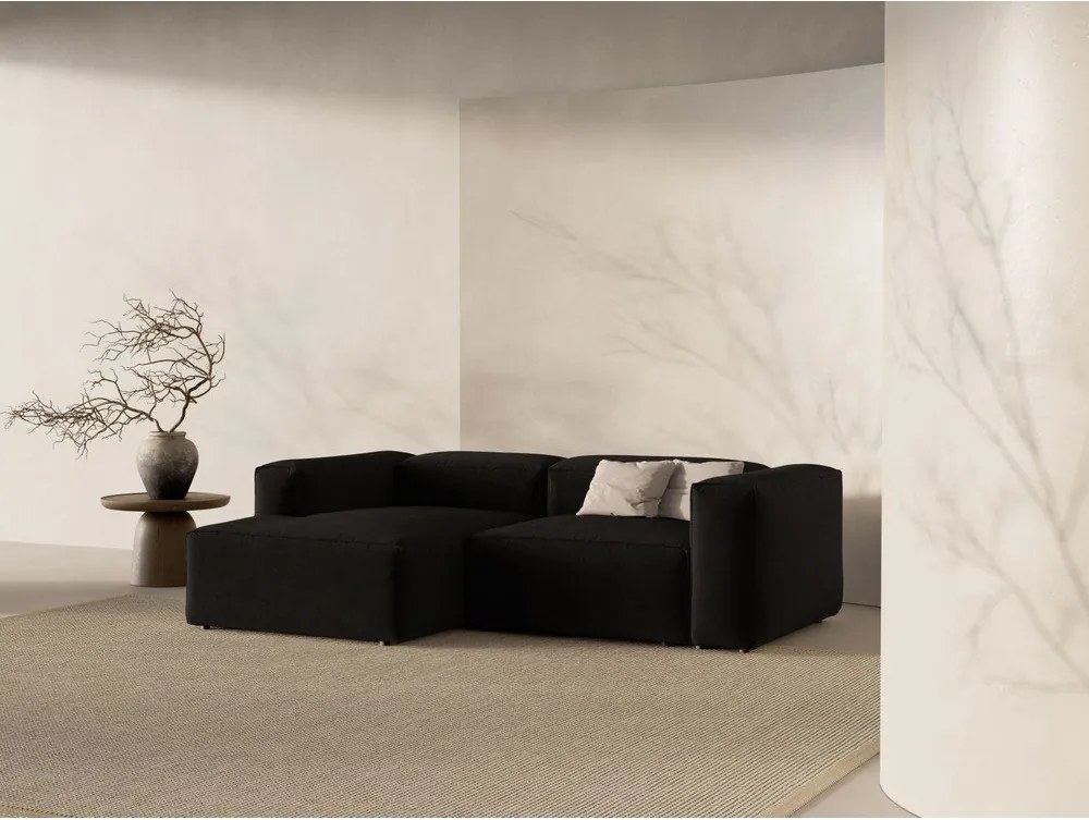 Черен ъглов диван (ляв ъгъл) Bergamo – Cosmopolitan Design