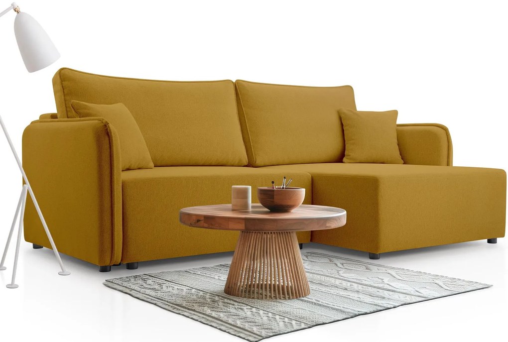 Ъглов диван Melody-Жълто-Десен