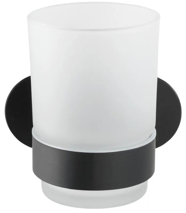 Матовочерна самодържаща се стъклена чаша за четка за зъби Orea - Wenko