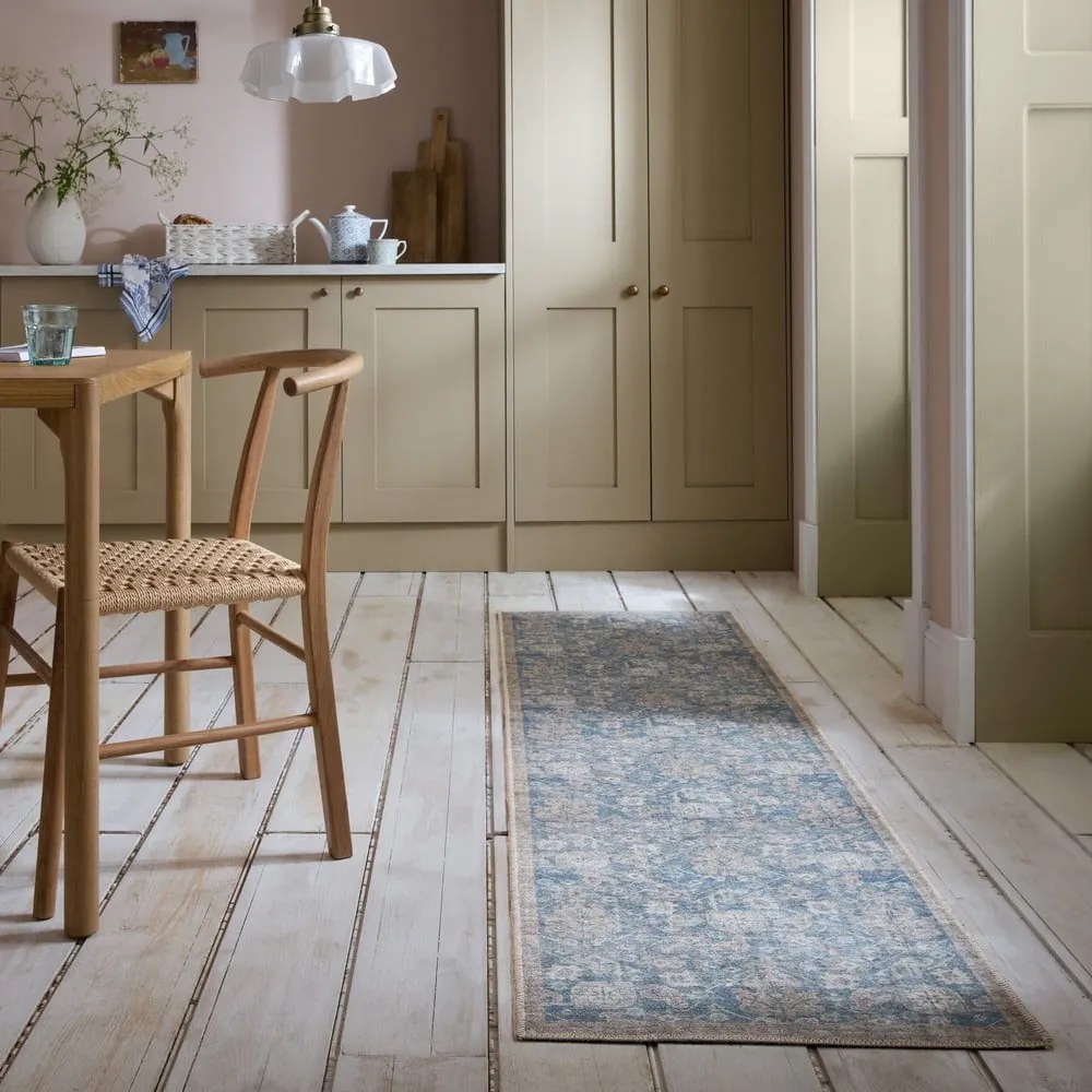 Синя пътека подходяща за пране 60x230 cm Orelia Global – Flair Rugs