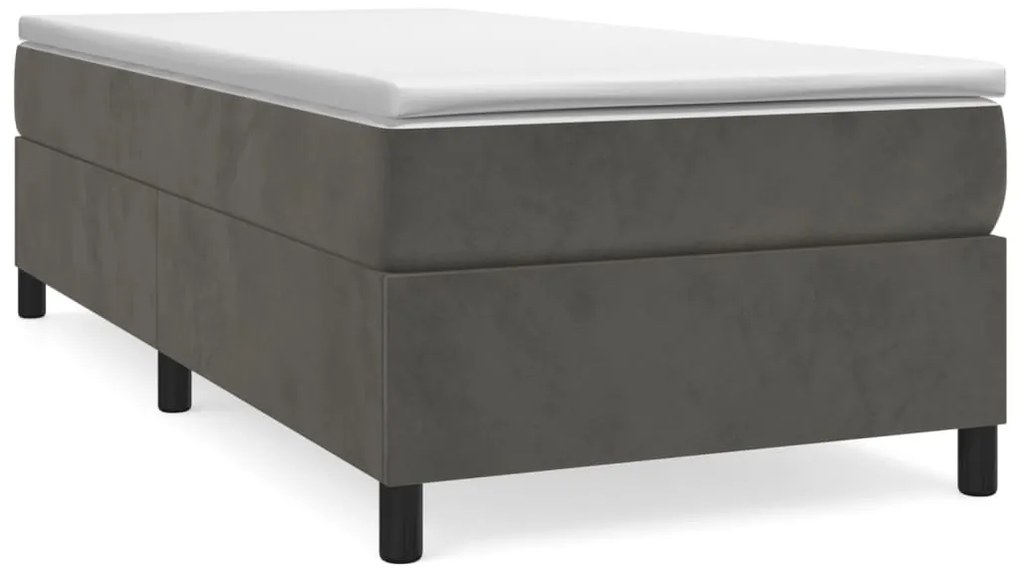 3121091 vidaXL Рамка за легло с пружини, тъмносива, 90x190 см, кадифе