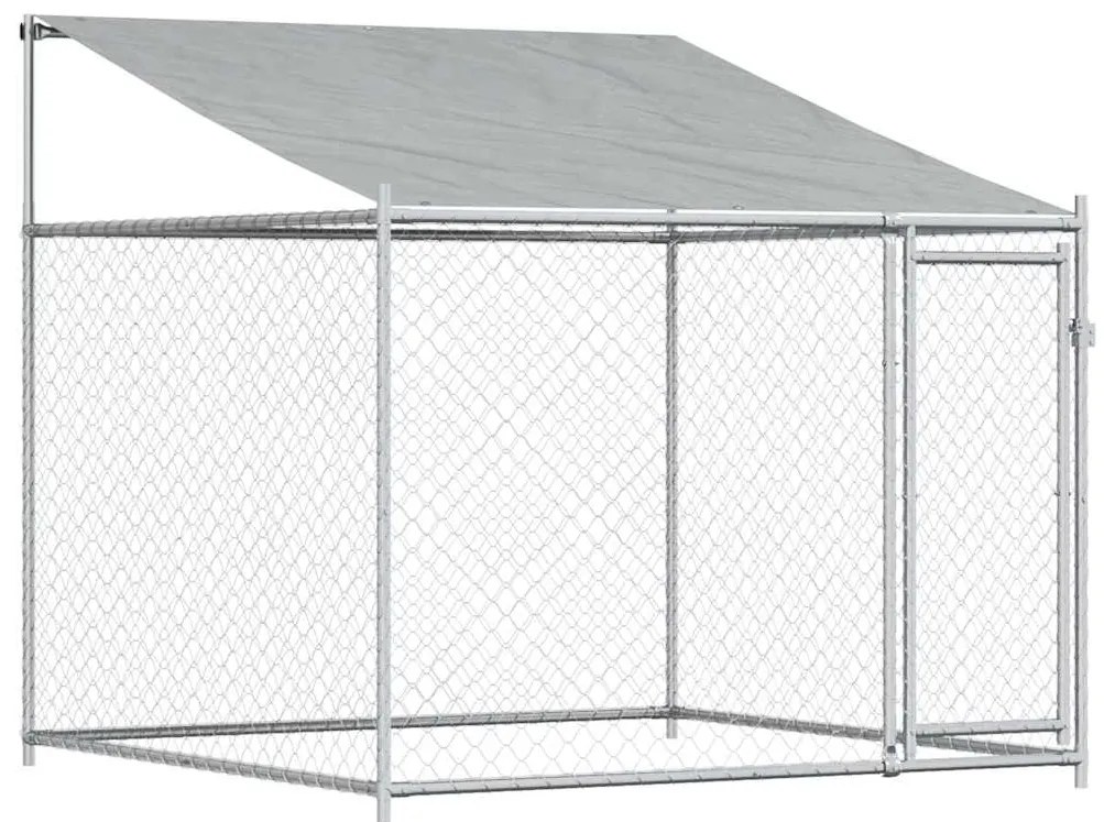 172559 vidaXL Кучешка клетка с покрив и врата сив 2x2x2 м поцинкована стомана