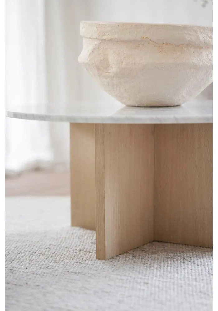 Кръгла масичка за кафе от бяло-кафяв мрамор 90x90 cm Brooksville - Rowico