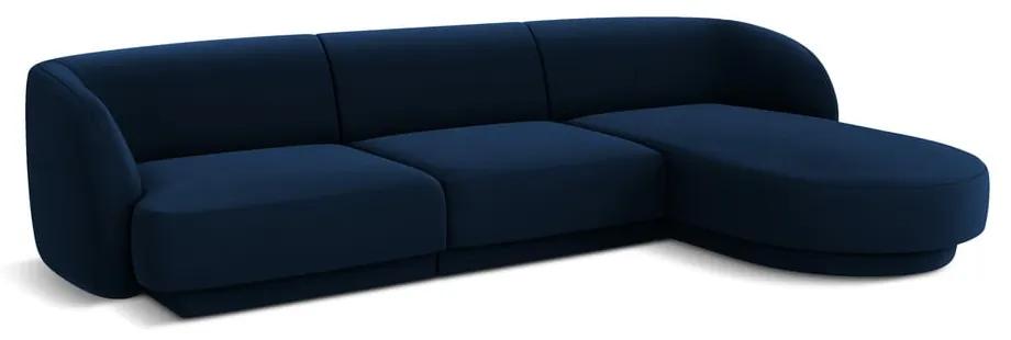 Ъглов диван от синьо кадифе (десен ъгъл) Miley - Micadoni Home
