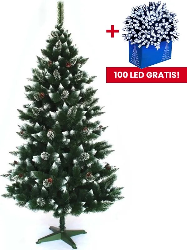 Коледна елха с имитация на сняг на клоните 220 см височина