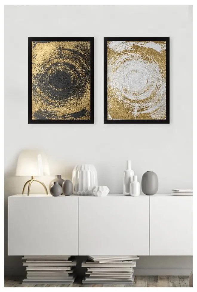 Комплект от 2 картини Кръгове Златна - Tablo Center