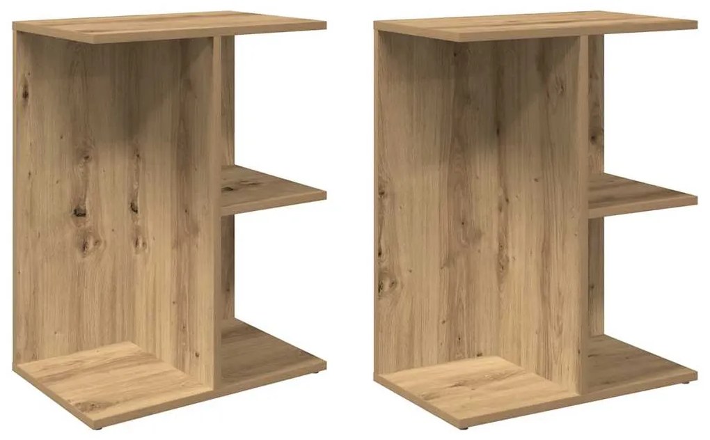 858667 vidaXL Нощни масички 2 бр дъб артизан 46,5x29x61 см инженерно дърво