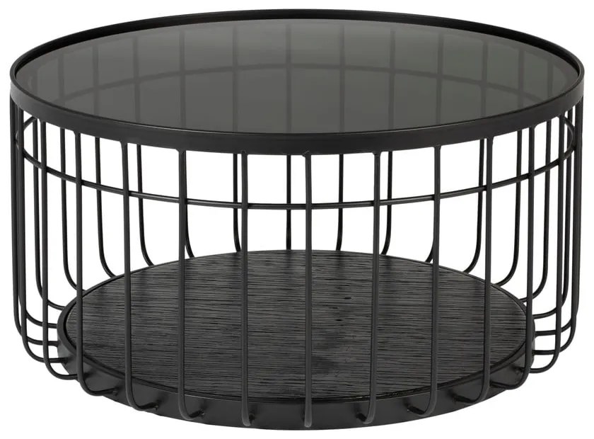 Черна масичка за кафе със стъклен плот, ø 60 cm Lance - White Label