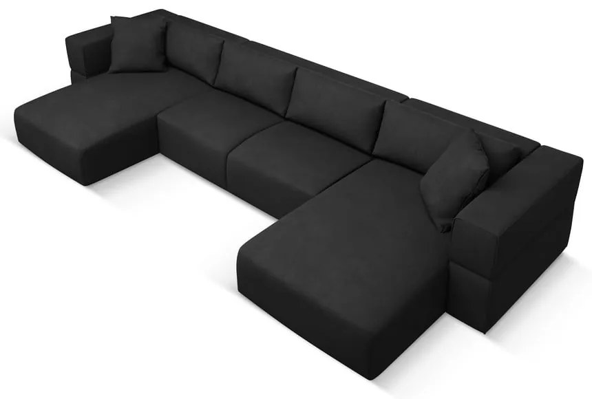Черен ъглов U-образен диван Esther – Milo Casa