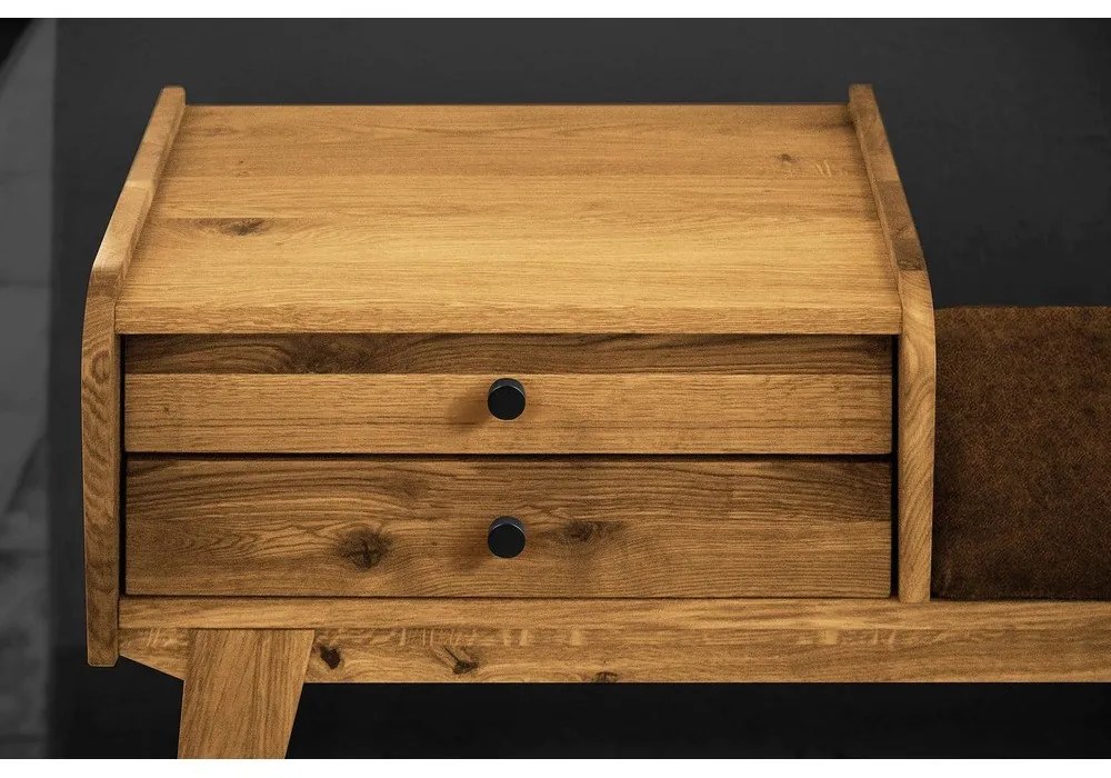 Пейка с чекмеджета от дъбова дървесина с оранжева седалка Retro - The Beds