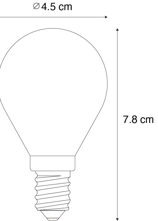 Комплект от 5 E14 димируеми LED филаментни крушки G45 прозрачни 4W 470LM 2700K