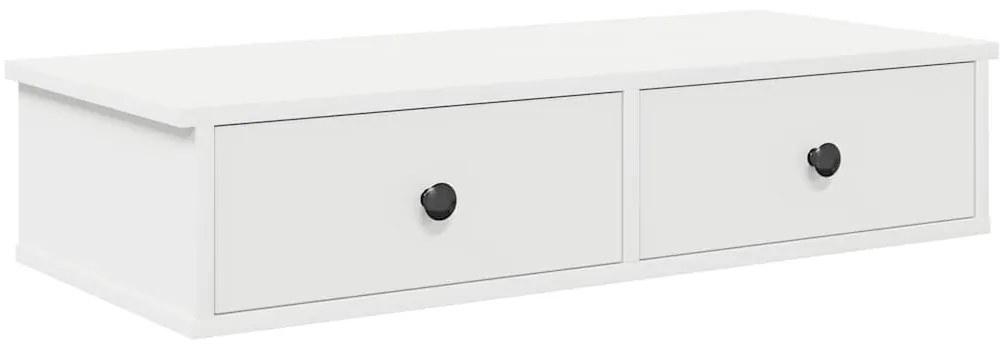 859950 vidaXL Стенен рафт с чекмеджета, бял, 80x34x17 см, инженерно дърво