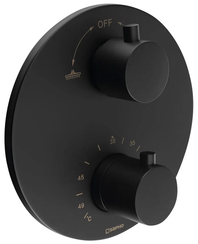 Матово-черна вградена душ батерия (2 изхода) – Sapho