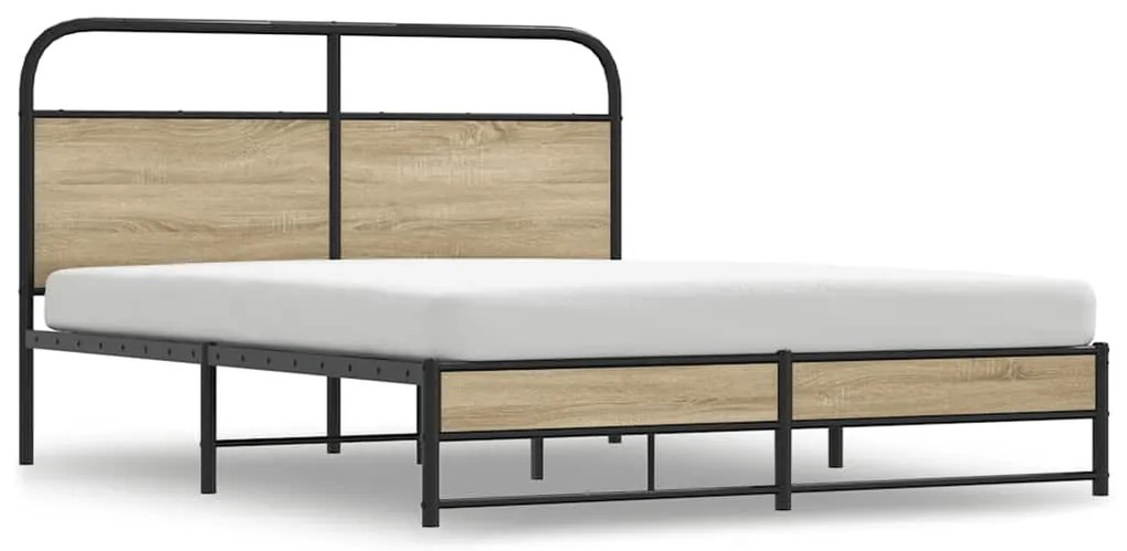 3318679 vidaXL Метална рамка за легло, без матрак, опушен дъб, 160x200 см