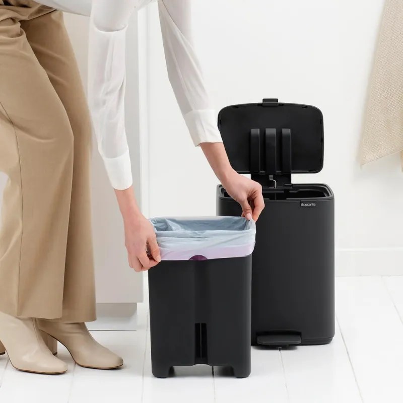 Кош за боклук Brabantia Bo Pedal 1010133, 12 л, Леко затваряне, Противоплъзгаща основа, Минерално покритие, Тъмносив