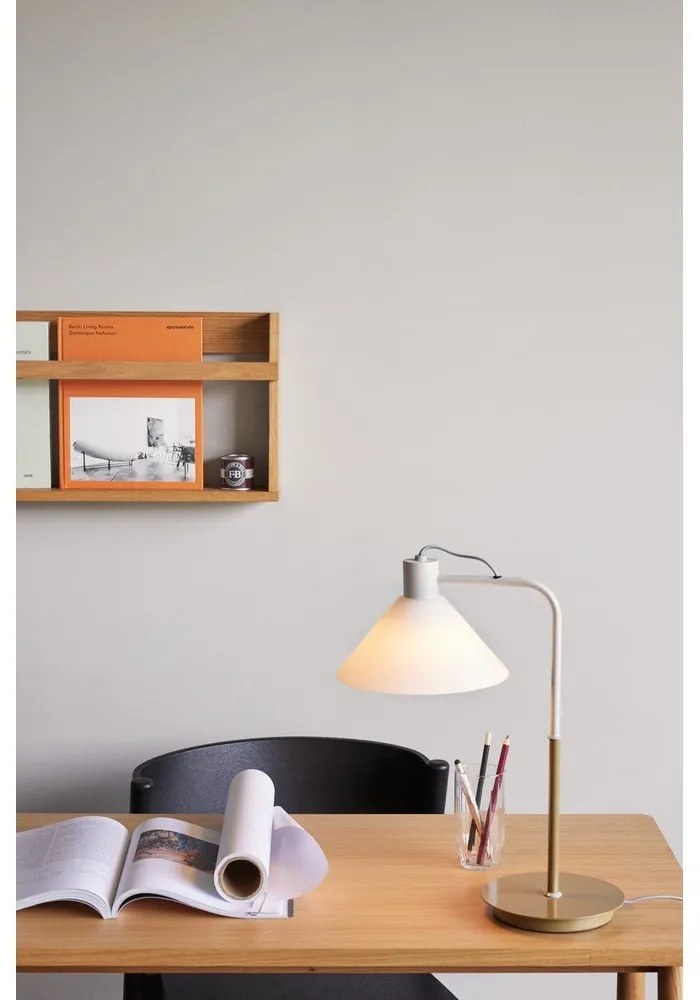 Бяла настолна лампа със стъклен абажур (височина 44 cm) Spot – Hübsch