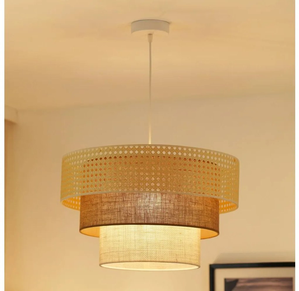 Brilagi - Висяща лампа CEDAR LUNETA 1xE27/15W/230V пр.45 ратан кафяв/крем