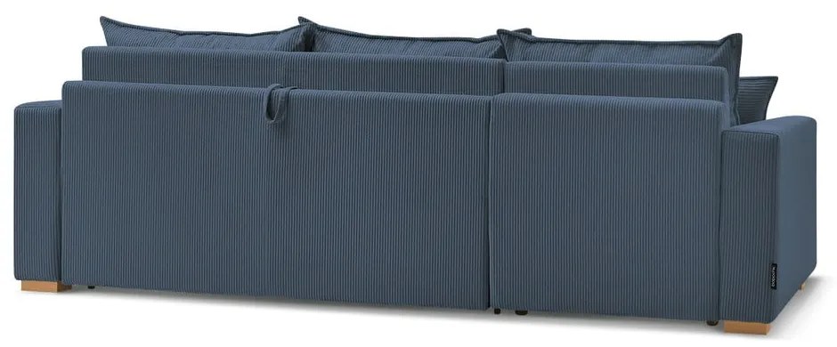 Тъмносин разтегателен ъглов диван от рипсено кадифе (променлив) Augustin – Bobochic Paris