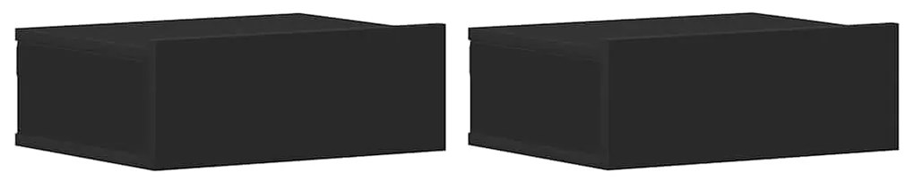 800309 vidaXL Нощни шкафчета за стена, 2 бр, черни, 40x30x15 см