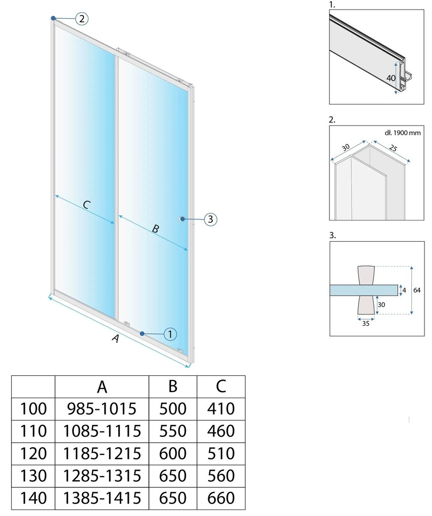 Врати за душ кабини Rea Primo Slide 120 Chrome