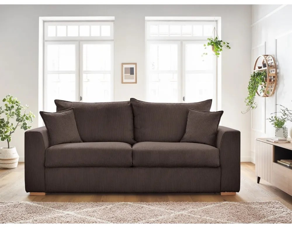 Кафяв разтегателен диван от рипсено кадифе 225 cm Augustin – Bobochic Paris