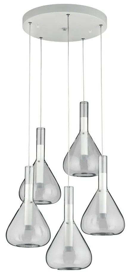 Бяло LED висящо осветително тяло със стъклен абажур ø 55 cm Cipera – CINQUE