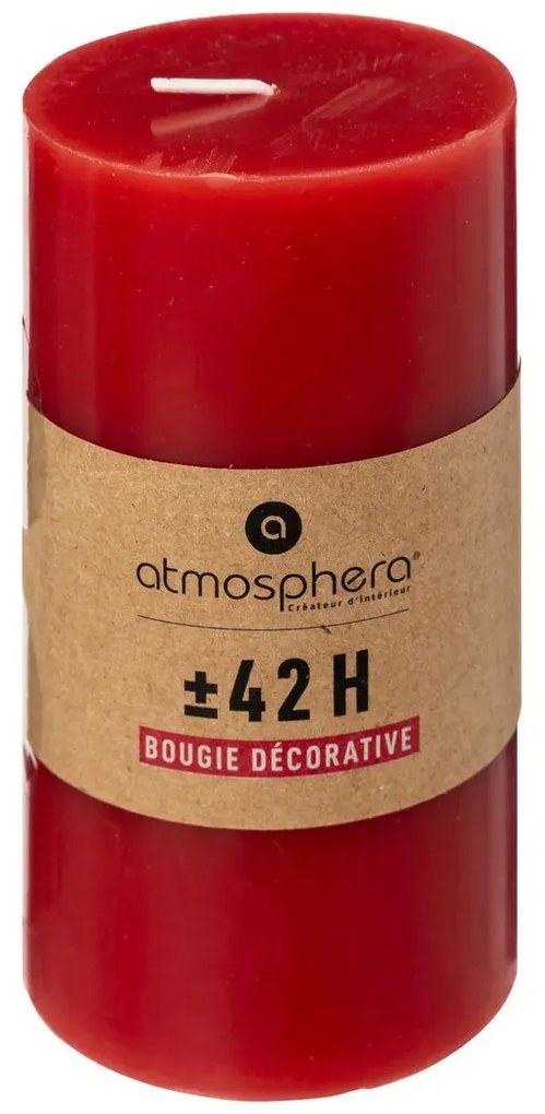 Свещ без аромат atmosphera Hugo, Кръгла, 7x13 cm - Червен