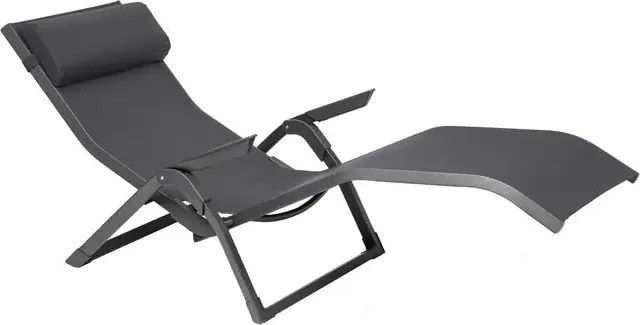 Сгъваем шезлонг Hesperide Decima, Алуминий - Кварц/Шисти