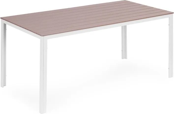 Голяма градинска маса в бежово с бели крака