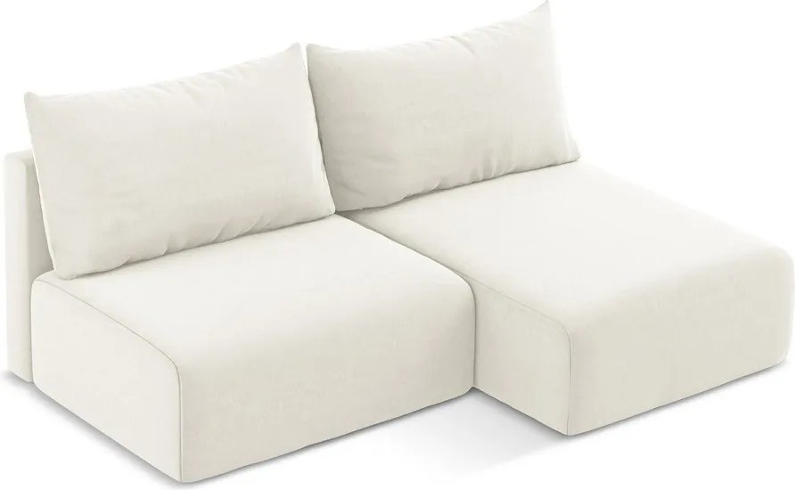 Кремав кадифен сгъваем/с място за съхранение ъглов диван (десен ъгъл) Kalena – Makamii