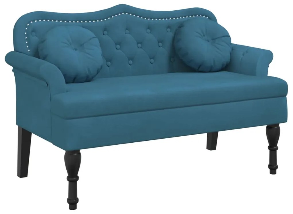 372148 vidaXL Пейка с възглавници, синя, 120,5x65x75 см, кадифе