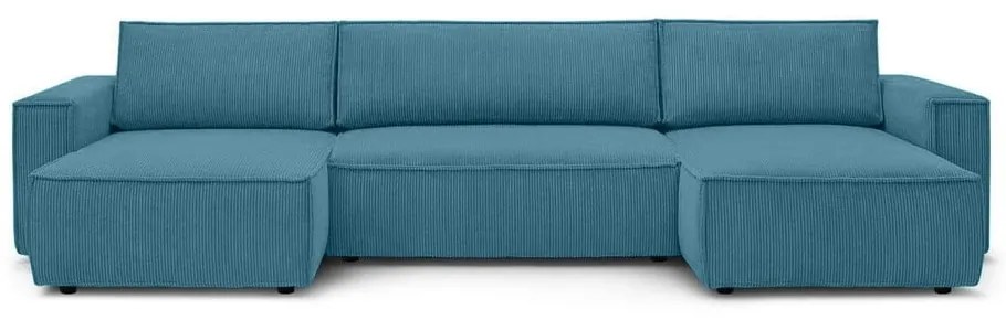 Тюркоаз сгъваем ъглов диван от рипсено кадифе Nihad – Bobochic Paris