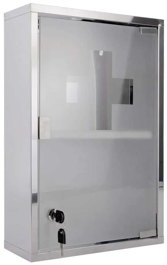 Метален висящ шкаф за лекарства в сребристо 12x48 cm - PT LIVING