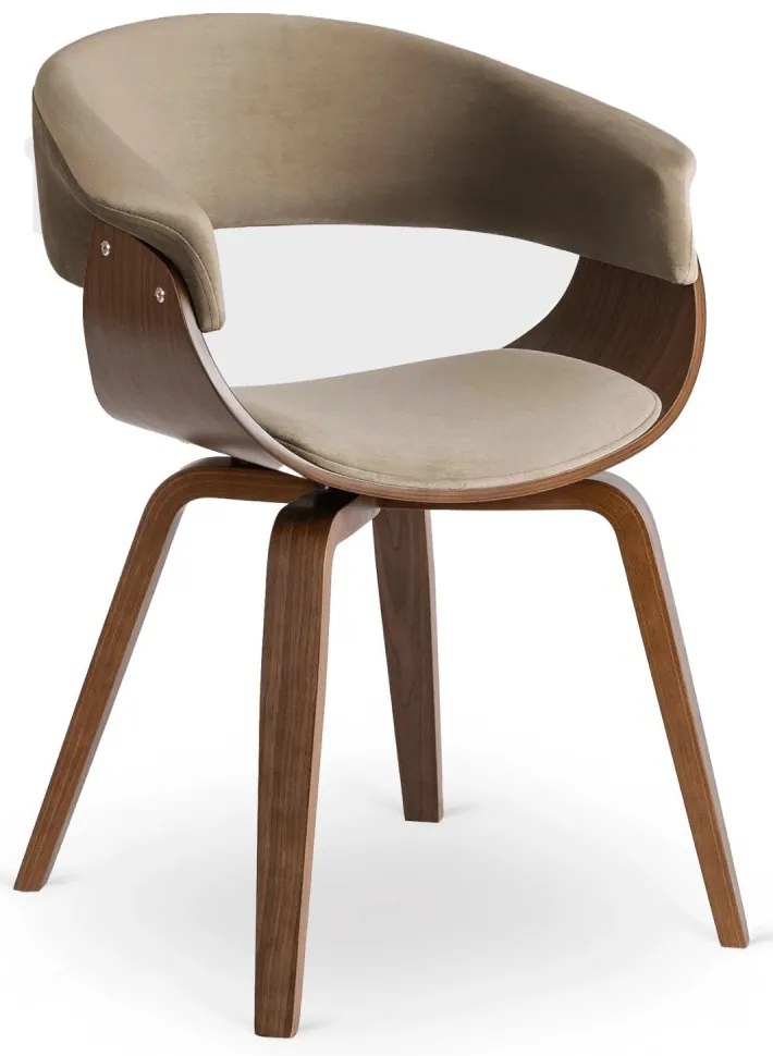 Тапициран кадифен фотьойл GARY - различни цветови варианти орех - бежов