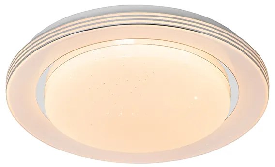 Таванна лампа бяла 38 см с LED с дистанционно управление - Jochem