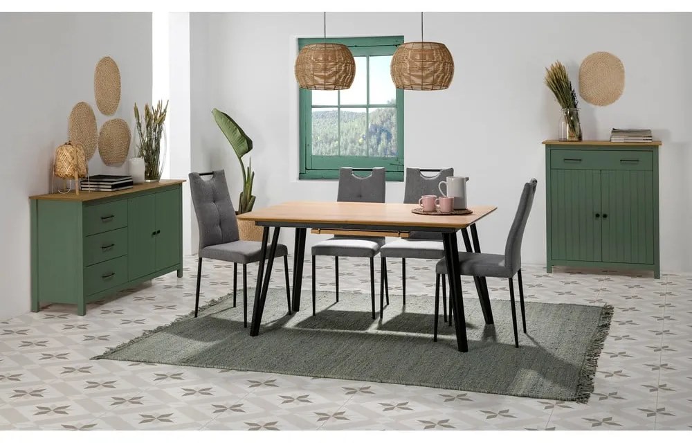 Зелен/естествен висок скрин от масивен бор 90x110 cm Miranda – Marckeric