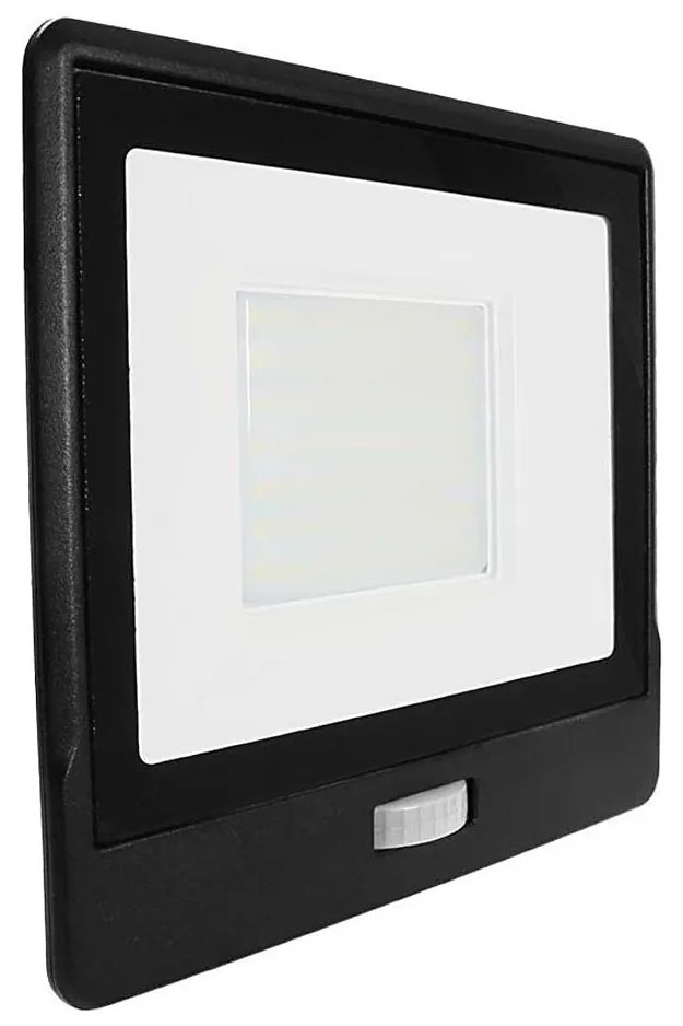 LED прожектор с датчик 50W 230V 6500K IP65 черен