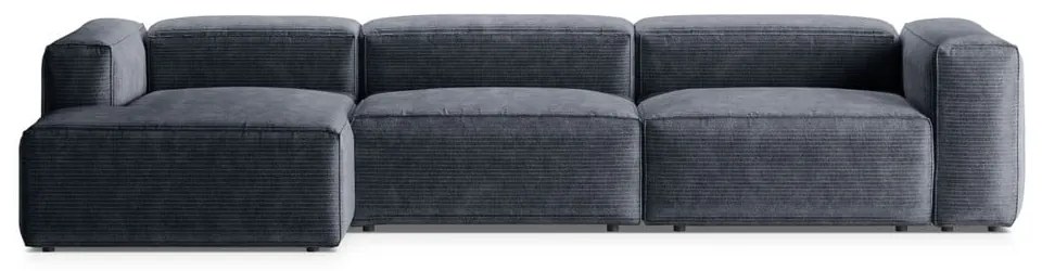 Сиво-син ъглов диван от рипсено кадифе (ляв ъгъл) Bergamo – Cosmopolitan Design