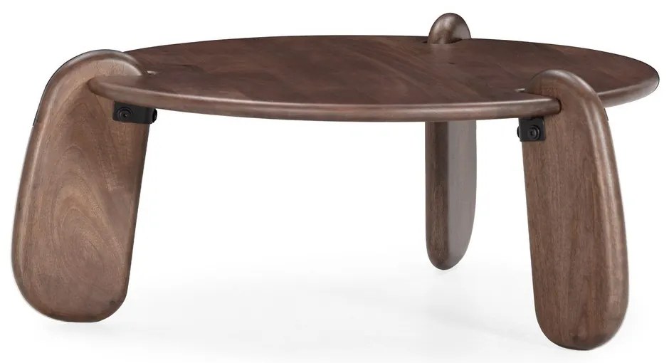 Тъмнокафява кръгла масичка за кафе от масивно манго ø 80 cm Tamira – MOME