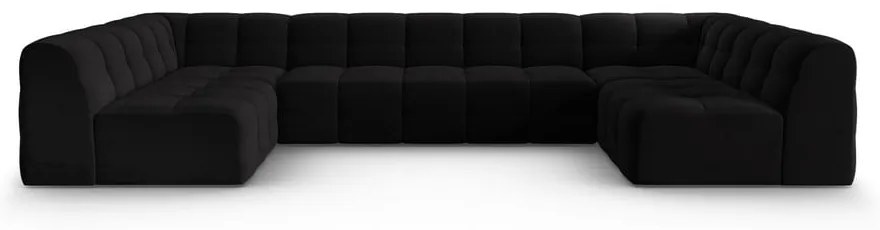 Ъглов диван от черно кадифе (U-образен) Kendal - Micadoni Home