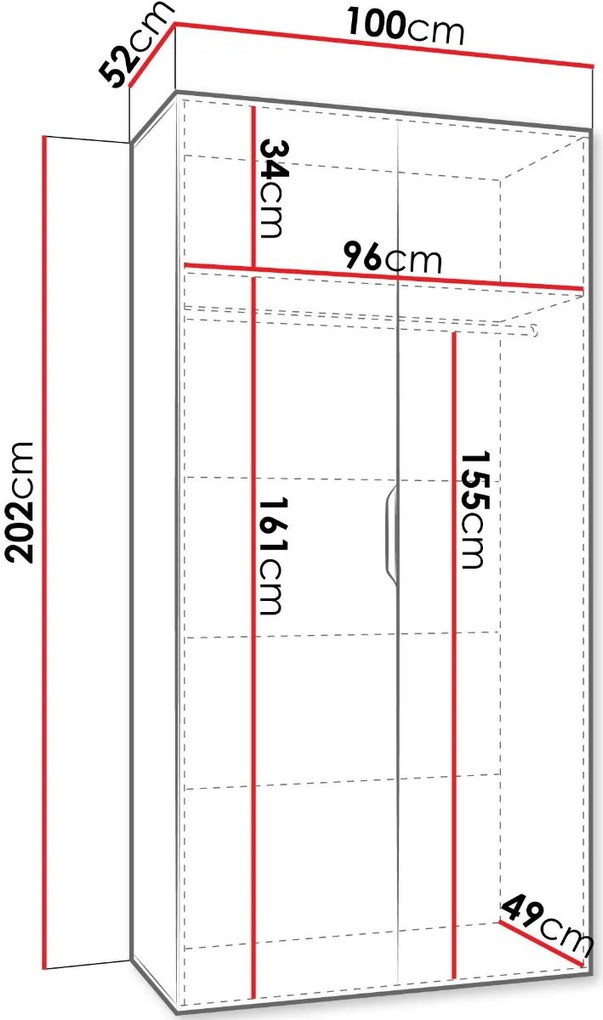 Гардероб Малага двукрилен-Черен