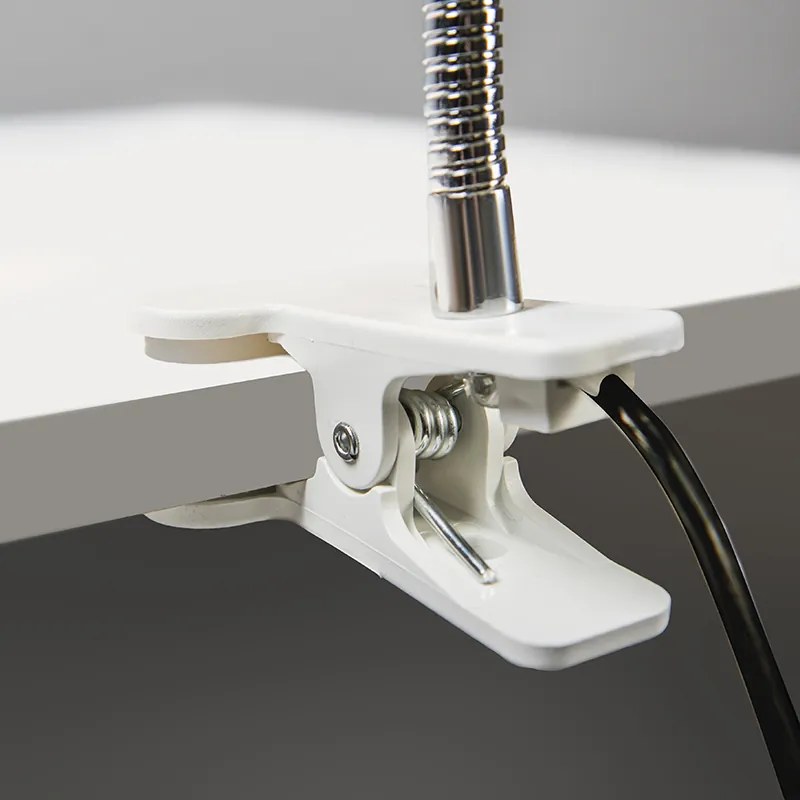 Дизайнерски клипс прожектор бял с гъвкаво рамо GU10 50mm - Egg