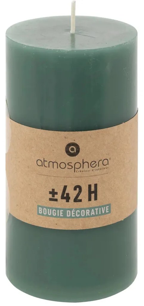 Свещ без аромат atmosphera Hugo, Кръгла, 7x13 cm - Зелен