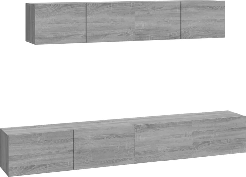 3114532 vidaXL Комплект ТВ шкафове от 4 части, сив сонома, инженерно дърво